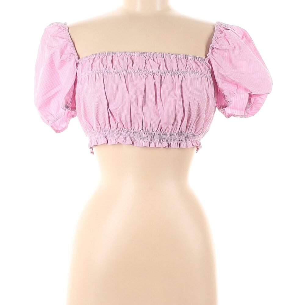 Zara Pink Puff Sleeve Crop Top